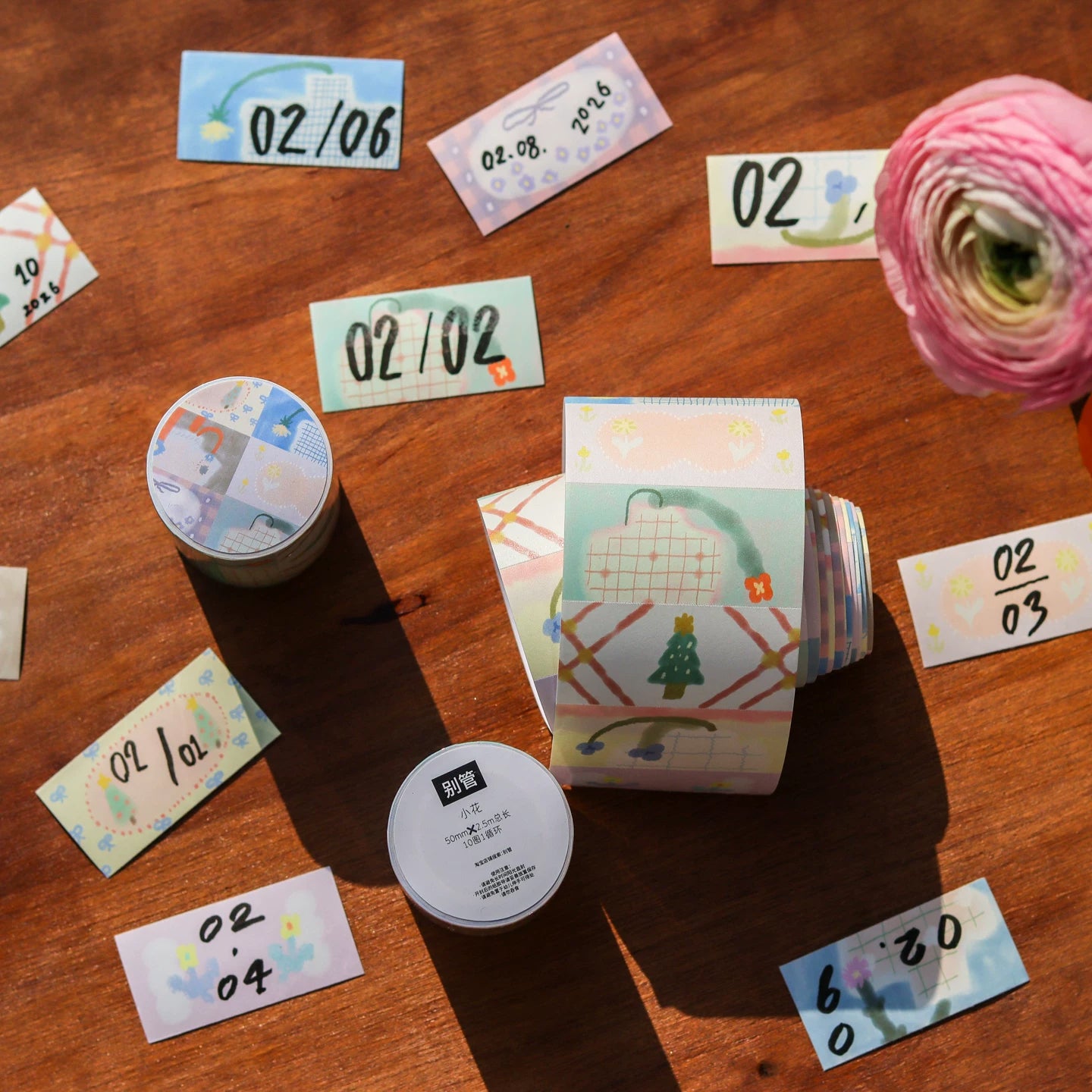 Bieguan Sticker Tape: Days of the Week and Little Flower