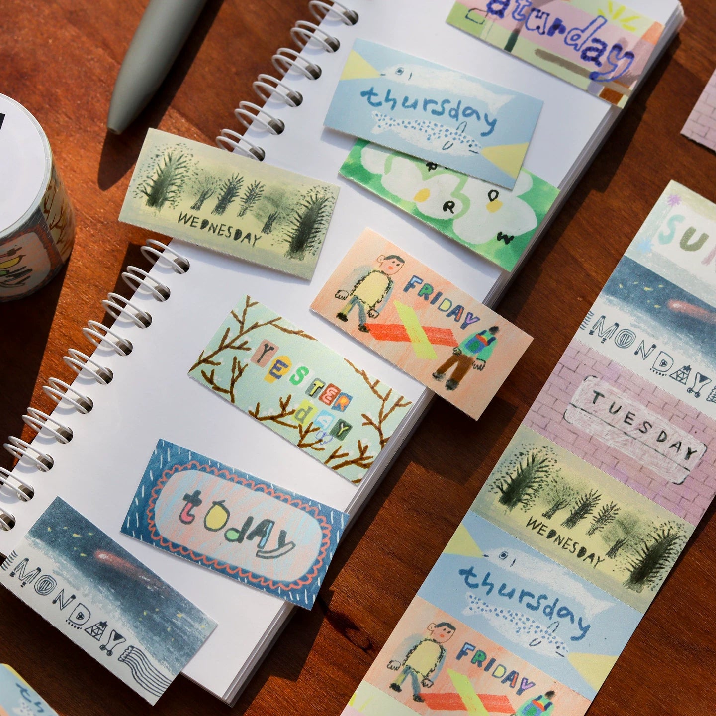 Bieguan Sticker Tape: Days of the Week and Little Flower