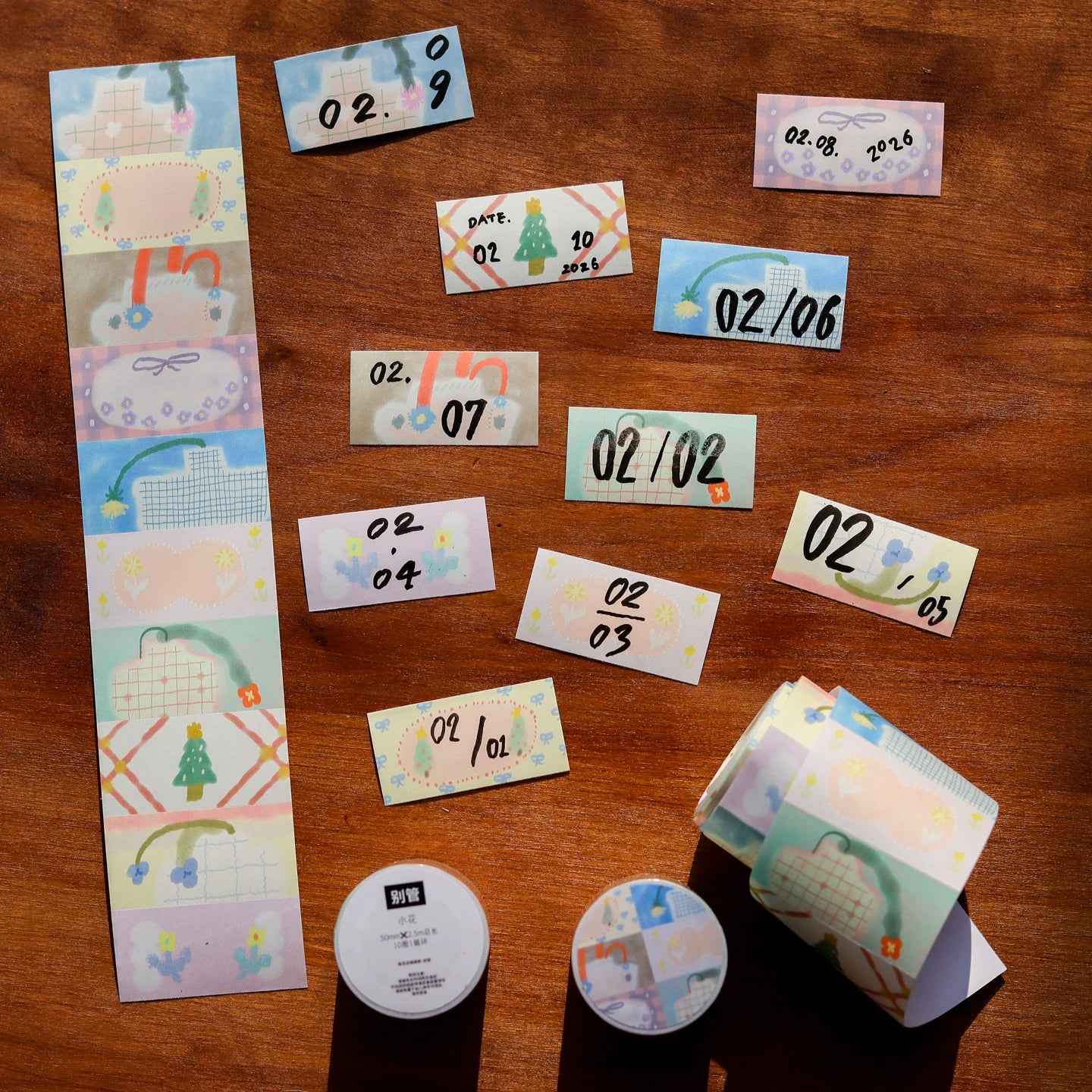 Bieguan Sticker Tape: Days of the Week and Little Flower