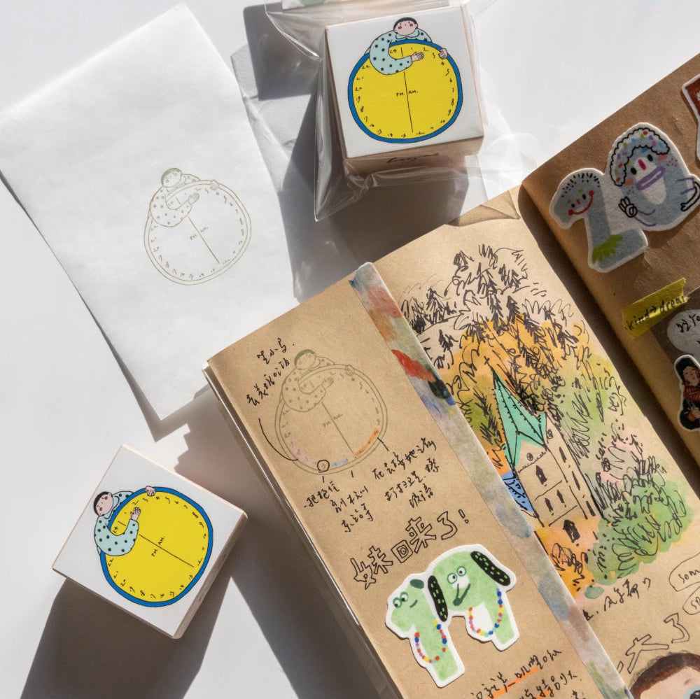 Bieguan Rubber Stamp: Hug the Clock