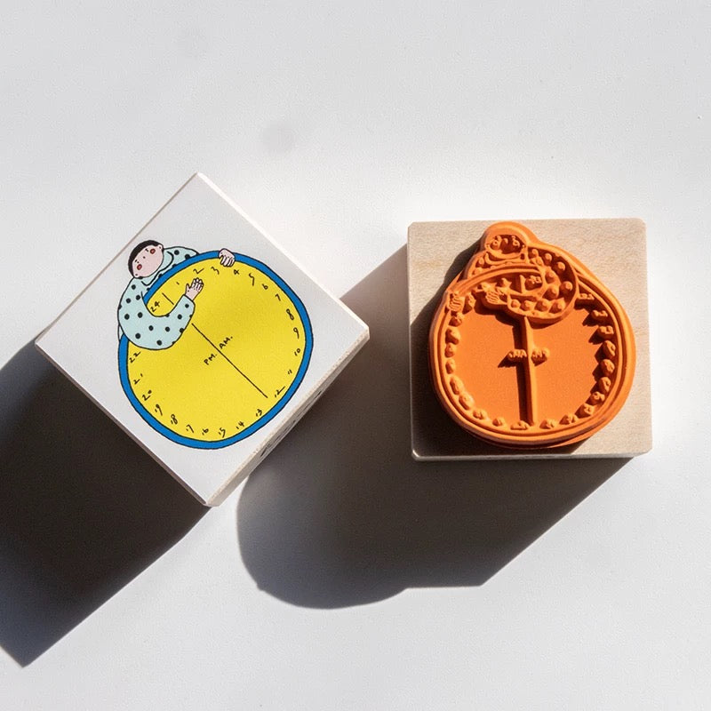 Bieguan Rubber Stamp: Hug the Clock