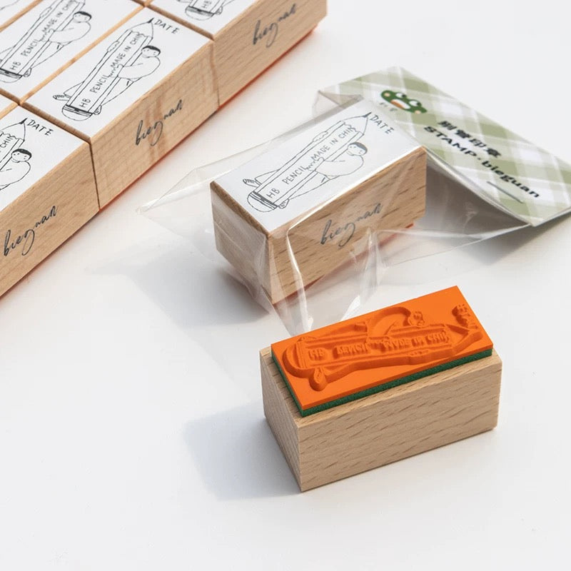 Bieguan Rubber Stamp: Hug the Pencil & Pencil Nub