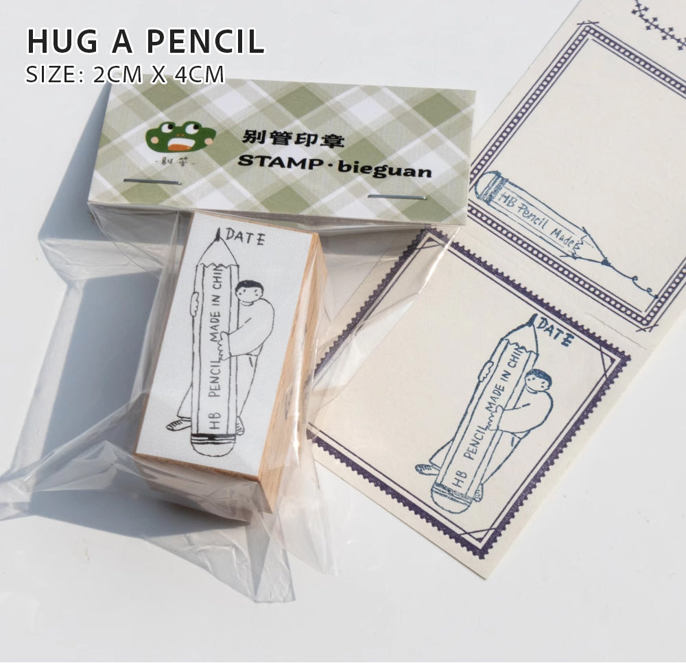 Bieguan Rubber Stamp: Hug the Pencil & Pencil Nub