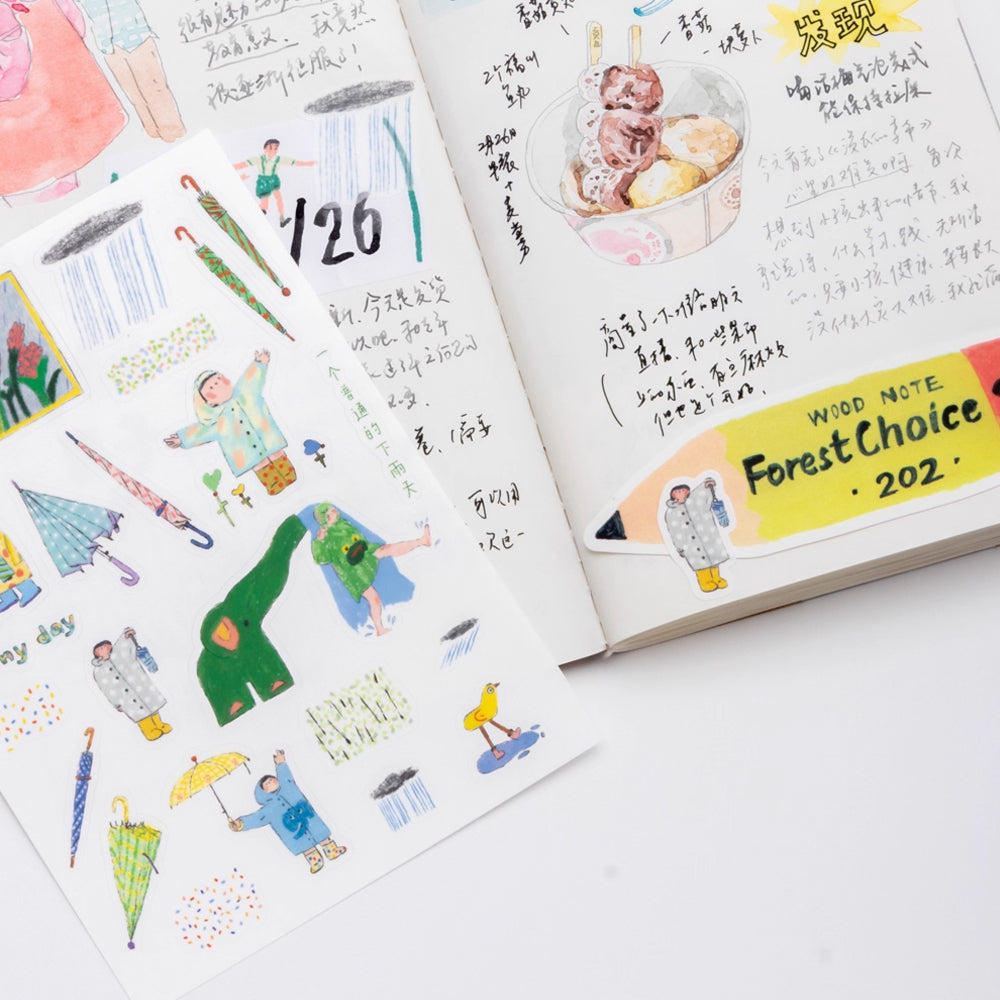 Bieguan Sticker Sheet: Rainy Day