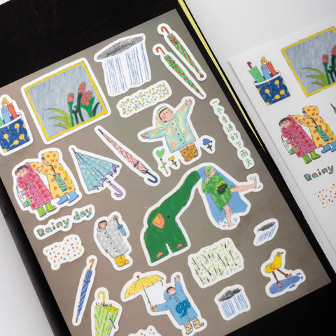 Bieguan Sticker Sheet: Rainy Day