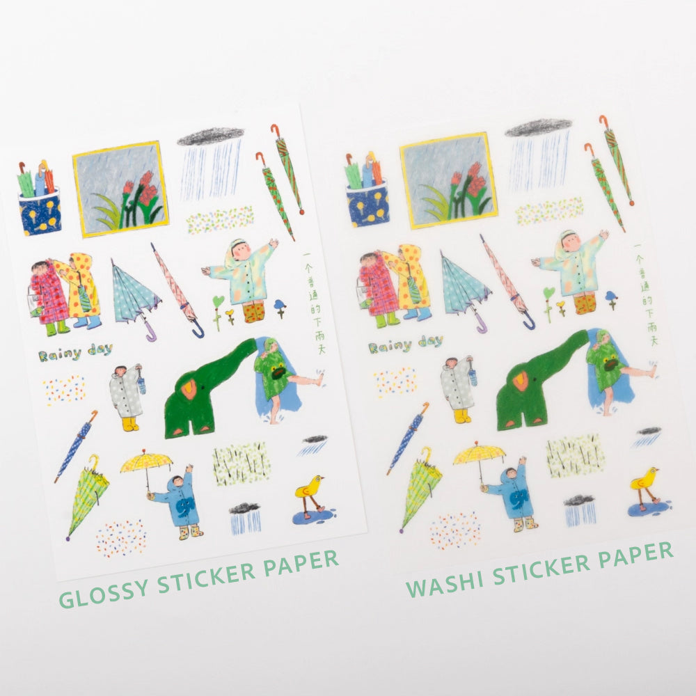 Bieguan Sticker Sheet: Rainy Day