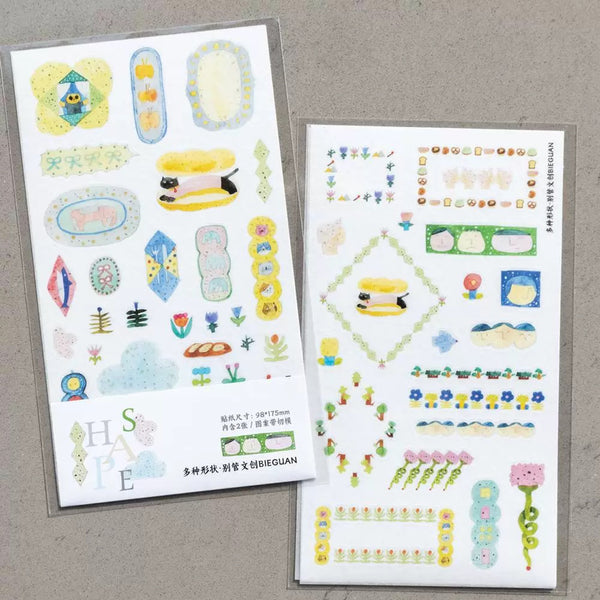 Bieguan Sticker Sheet: Various Shapes