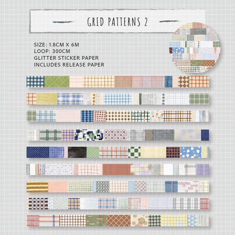 Bieguan Washi Tape: Grid Patterns 2