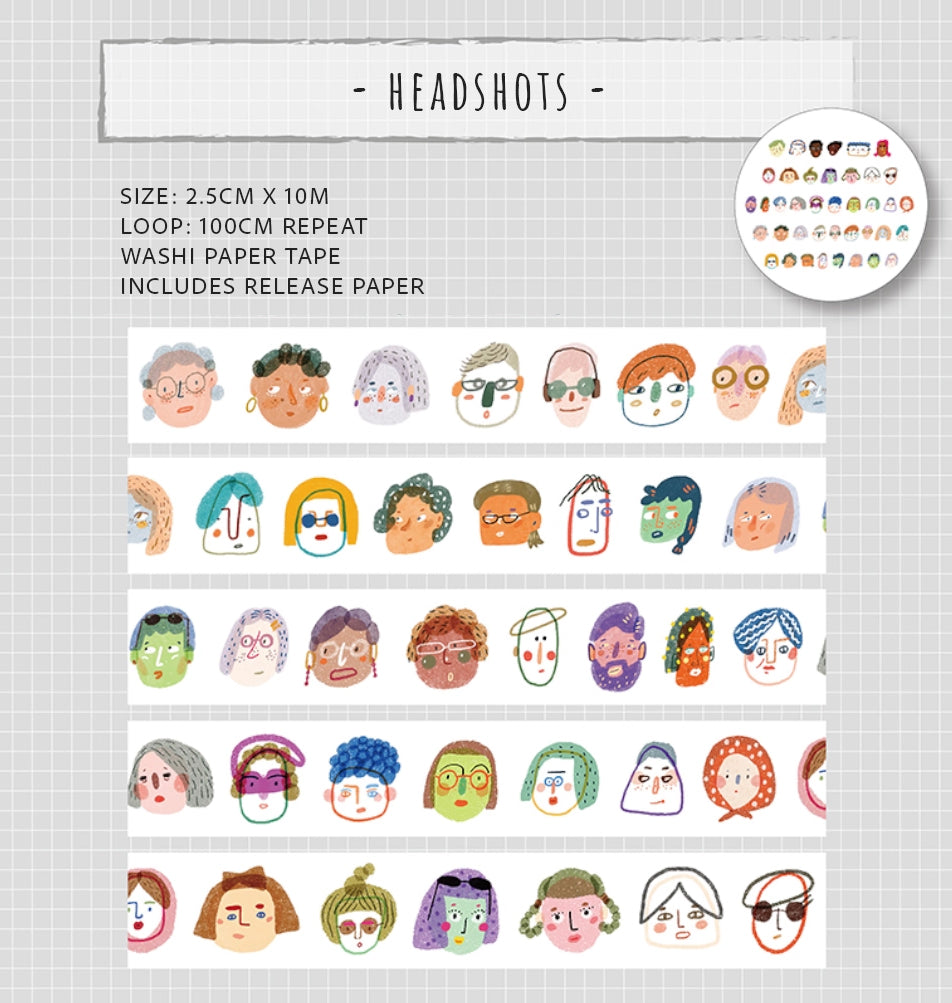Bieguan Washi Tape: Headshots