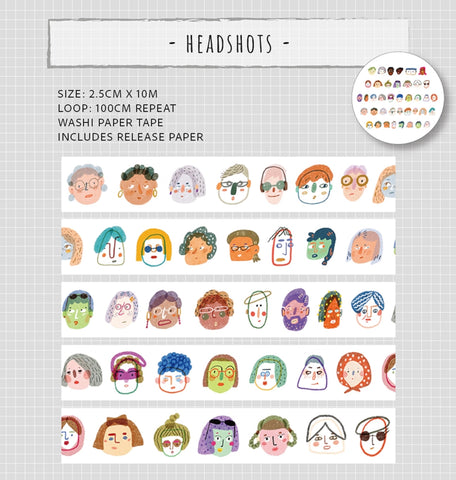 Bieguan Washi Tape: Headshots