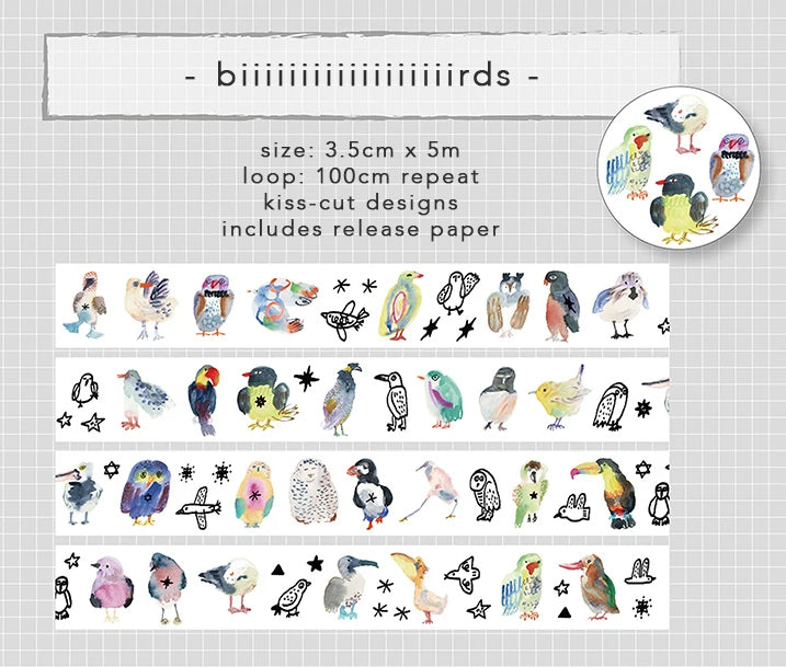 Bieguan Masking Tape: Biiiiirds