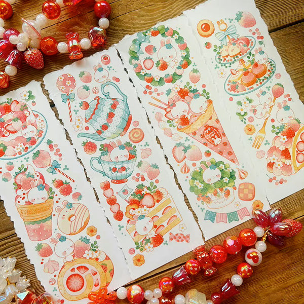 Cat Knows All Masking Tape: Bunny Strawberry Garden