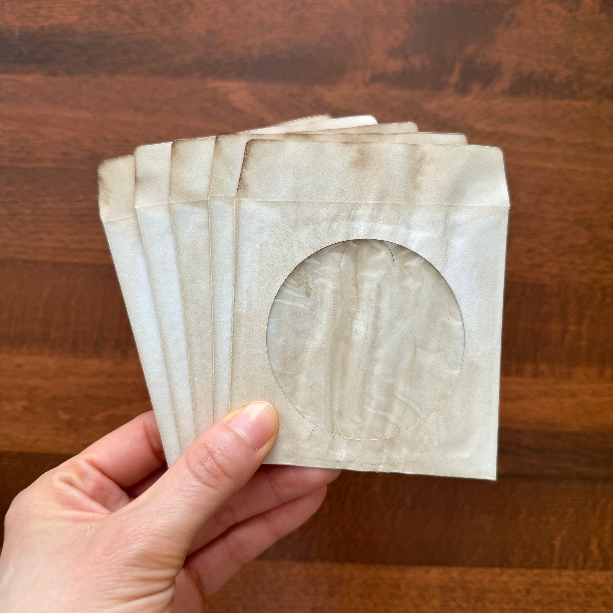 Coffee Dyed Mini Window Envelopes