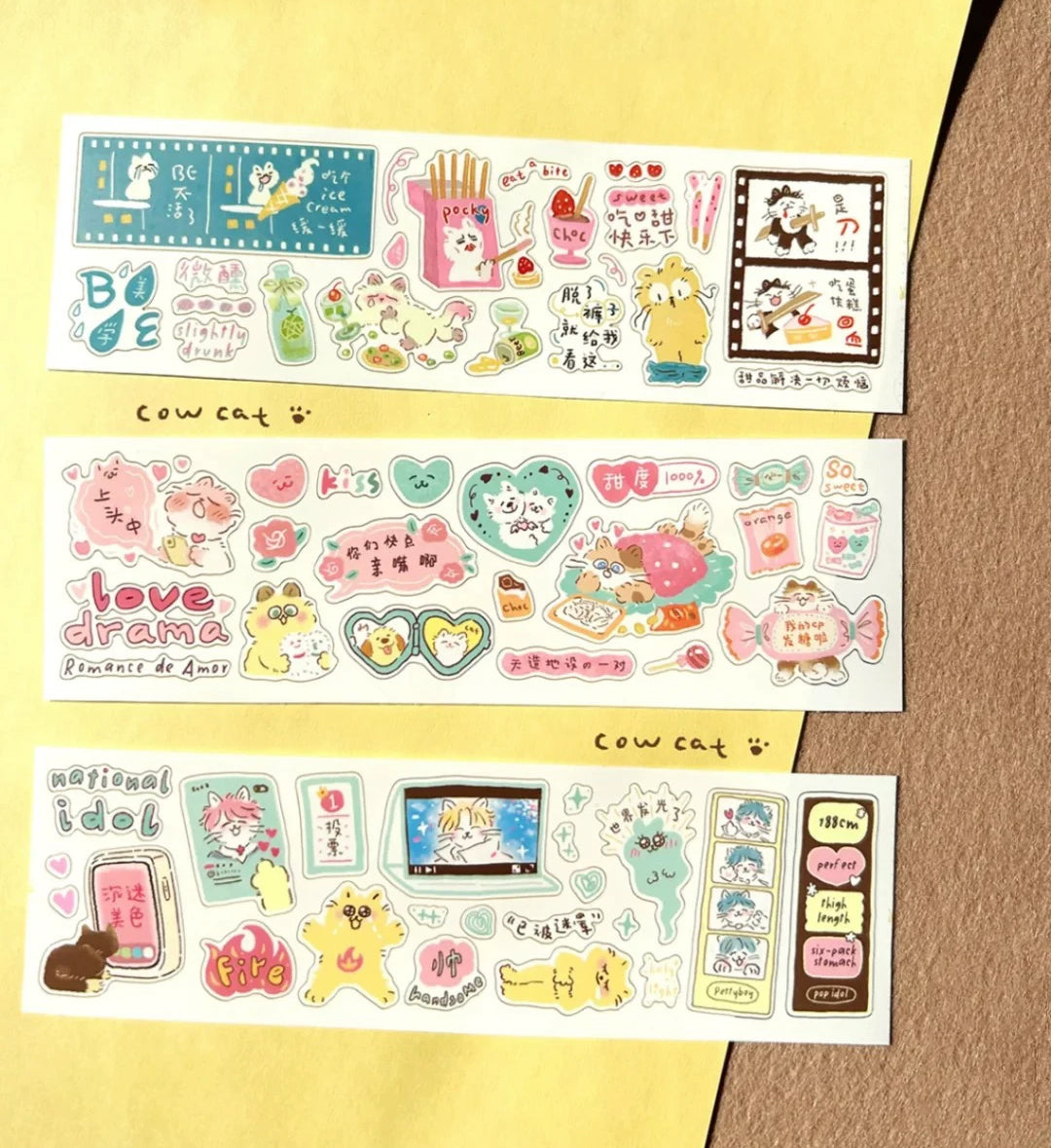 Cow Cat Sticker Tape: Binge Watching