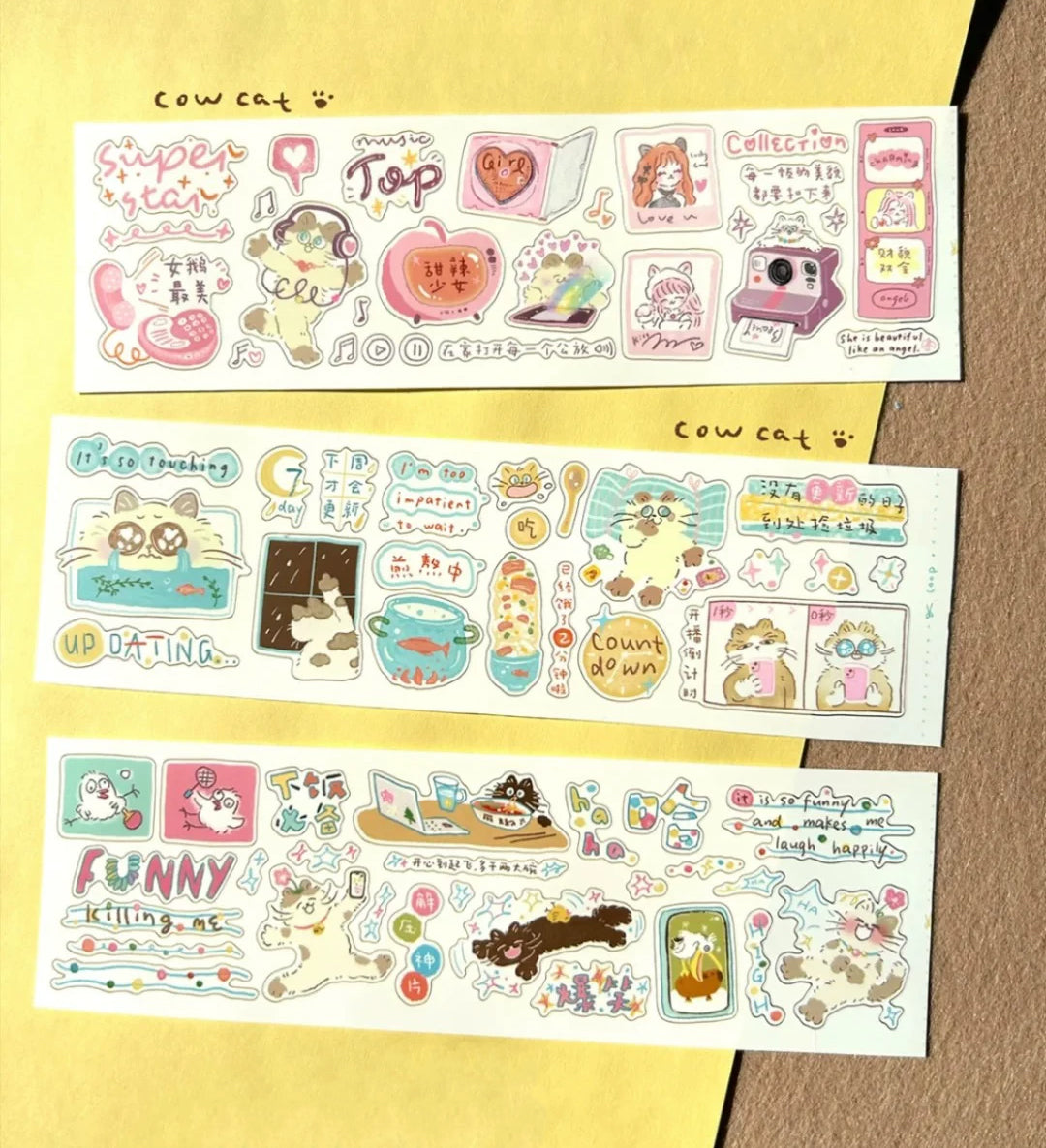 Cow Cat Sticker Tape: Binge Watching