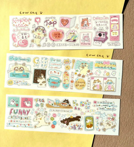 Cow Cat Sticker Tape: Binge Watching