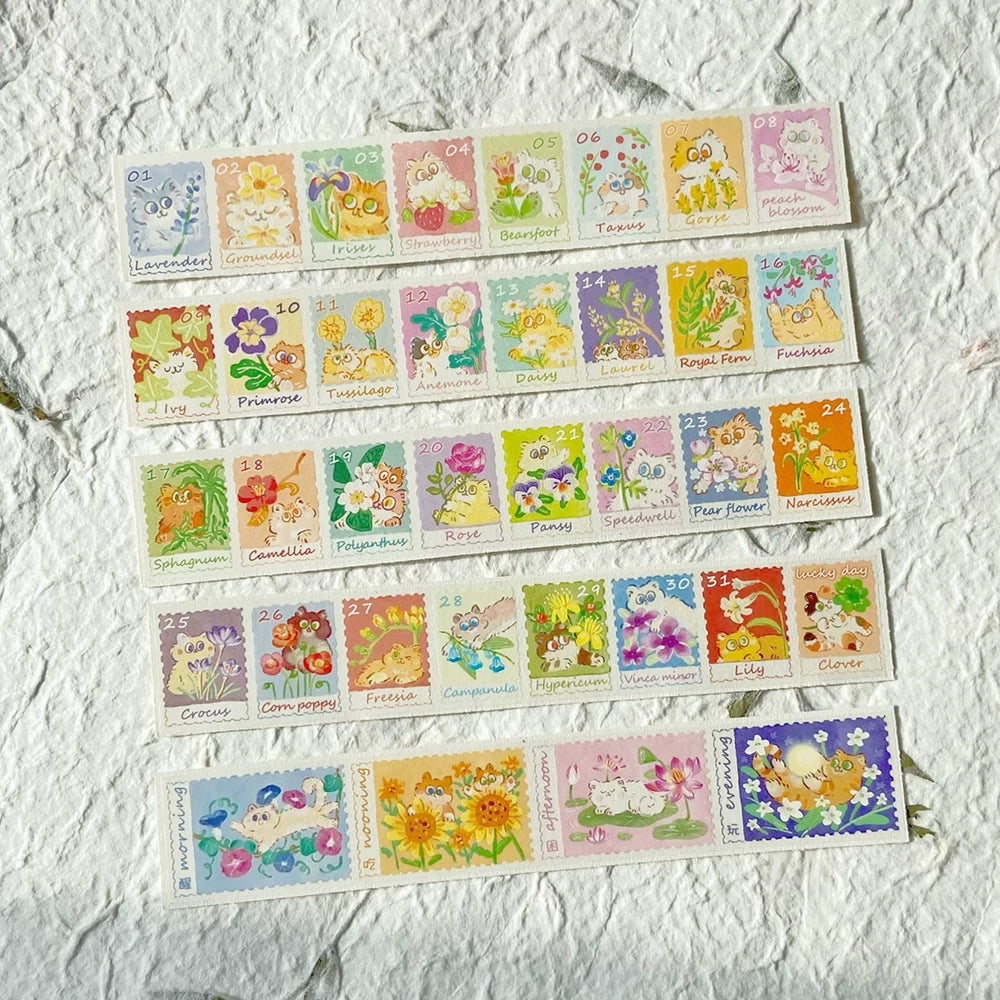 Cow Cat Washi Tape: Cats and Flowers Calendar