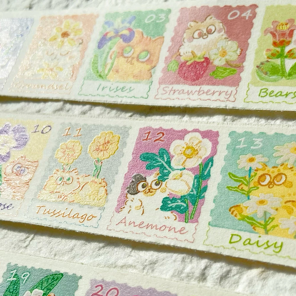 Cow Cat Washi Tape: Cats and Flowers Calendar