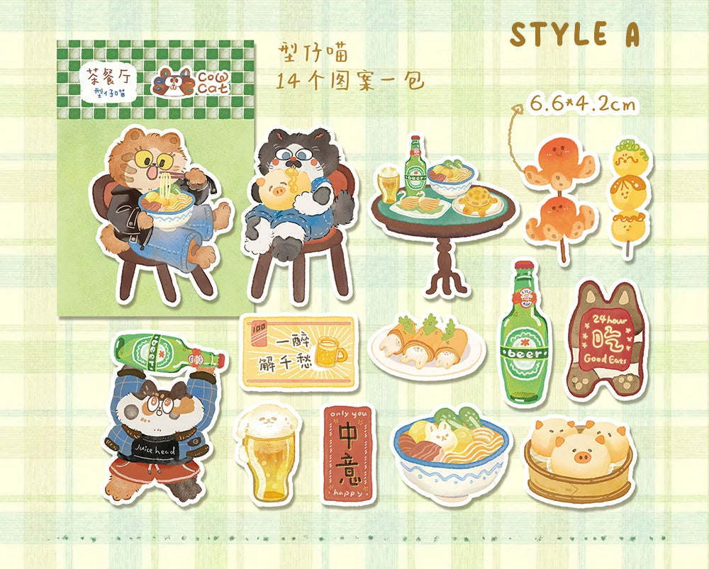 Cow Cat Sticker Pack: Hong Kong Style Restaurant