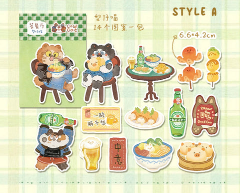 Cow Cat Sticker Pack: Hong Kong Style Restaurant