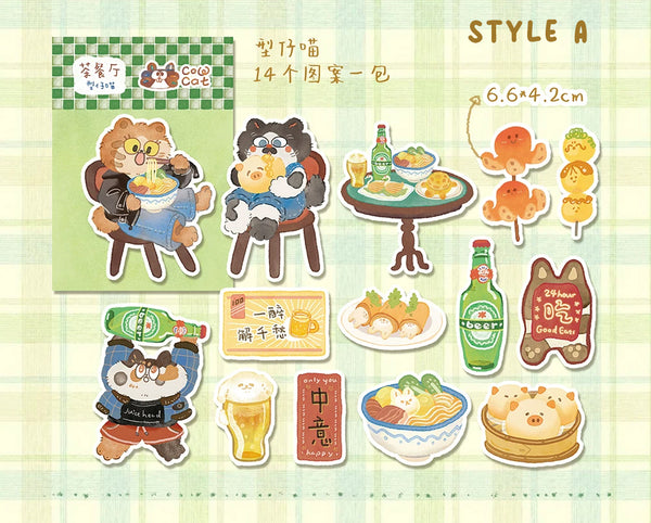 Cow Cat Sticker Pack: Hong Kong Style Restaurant