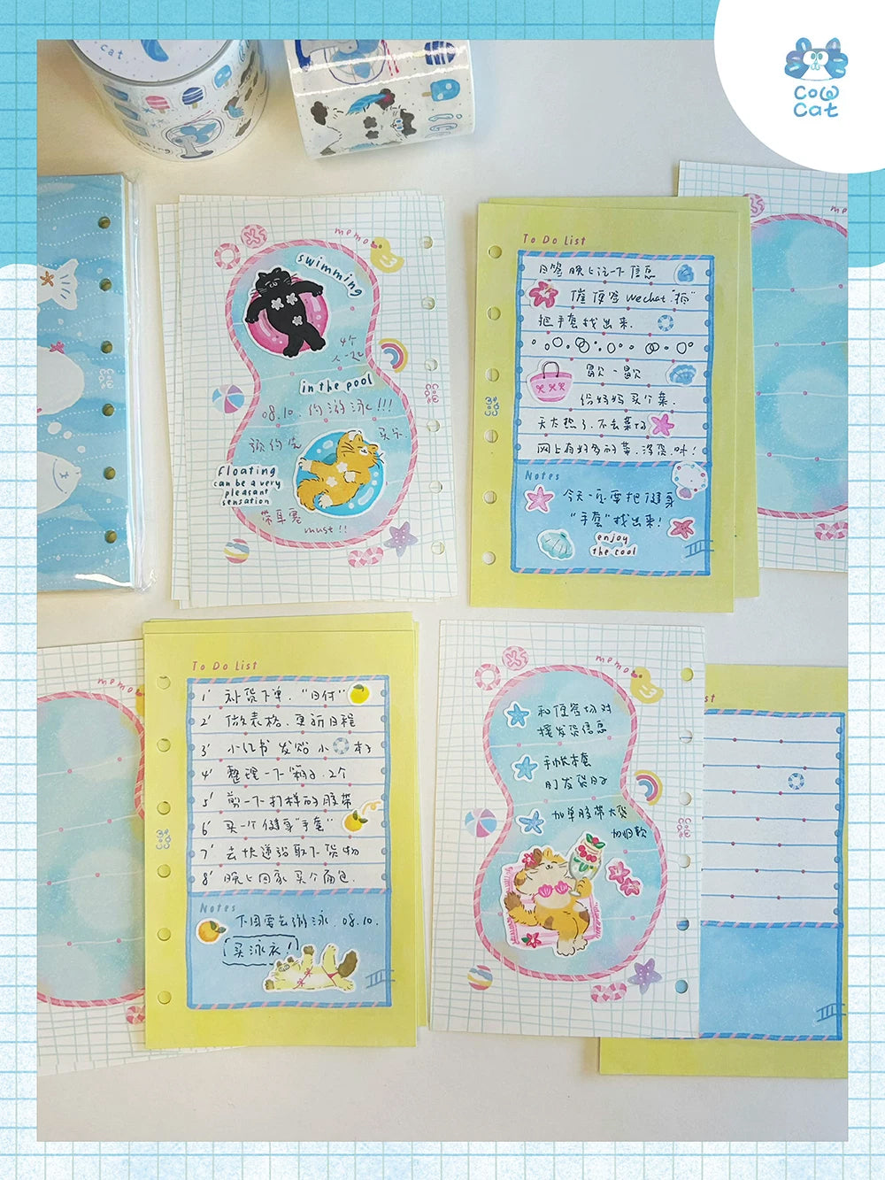 Cow Cat Sticker Tape: Midsummer