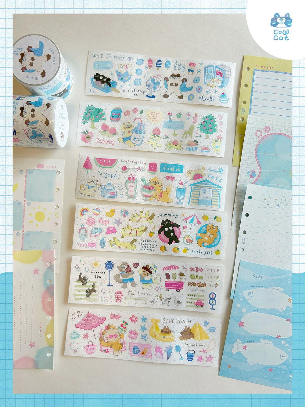 Cow Cat Sticker Tape: Midsummer
