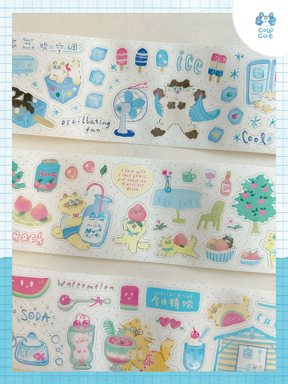 Cow Cat Sticker Tape: Midsummer
