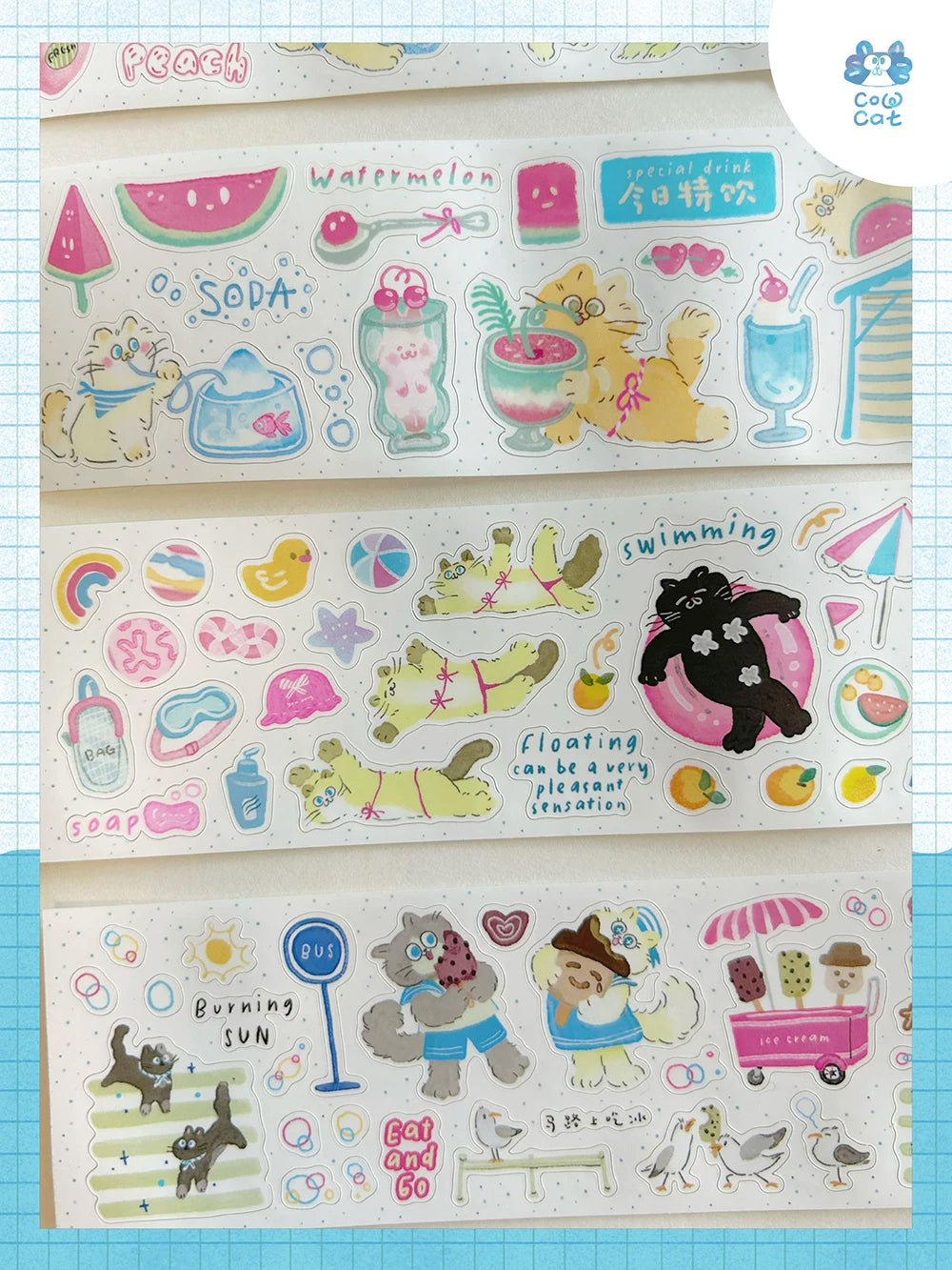 Cow Cat Sticker Tape: Midsummer