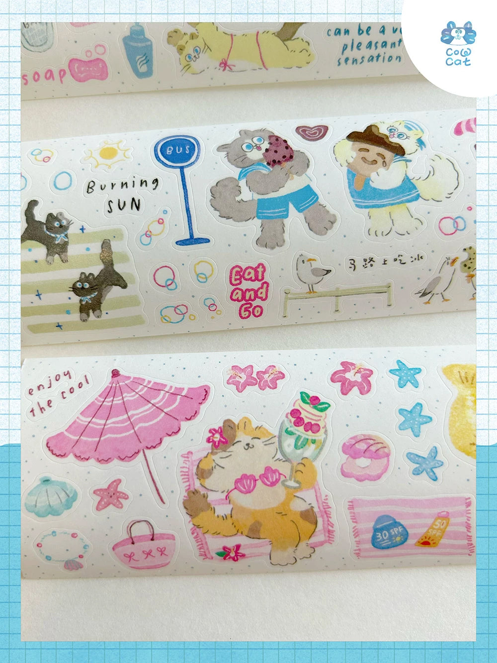 Cow Cat Sticker Tape: Midsummer