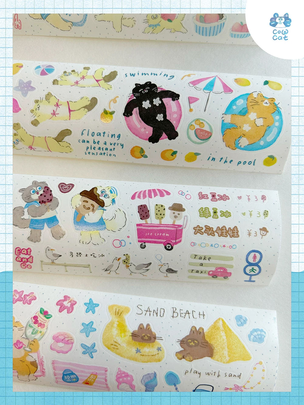 Cow Cat Sticker Tape: Midsummer