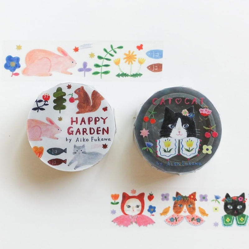 Aiko Fukawa x Cozyca PET Tape: Happy Garden and Cat Cat
