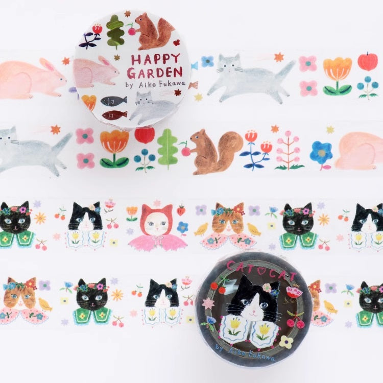 Aiko Fukawa x Cozyca PET Tape: Happy Garden and Cat Cat
