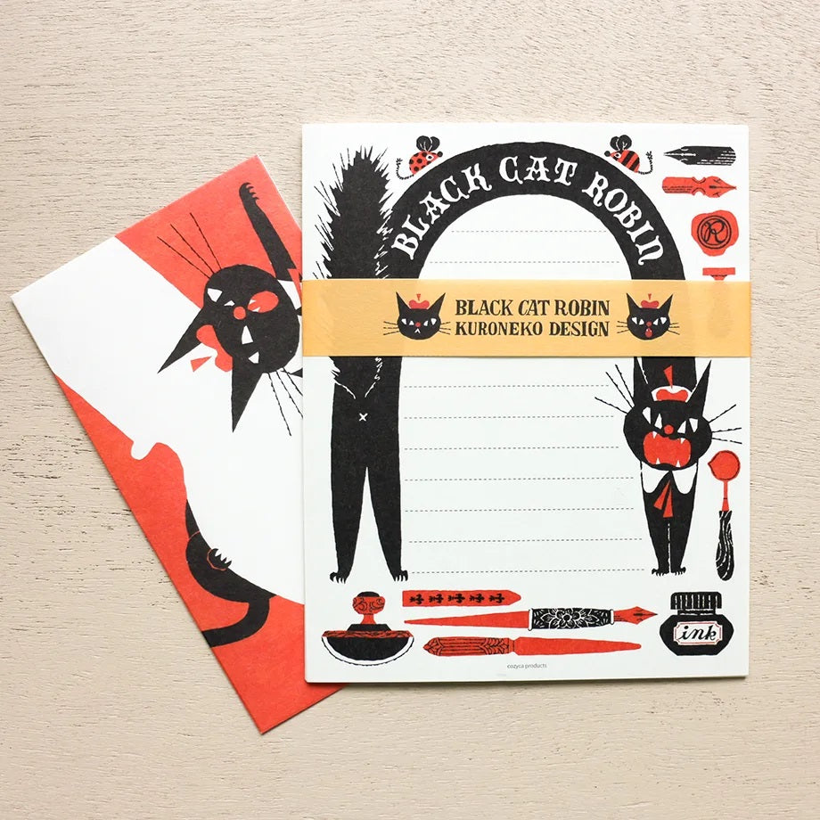 Cozyca Letter Set: Black Cat Robin A