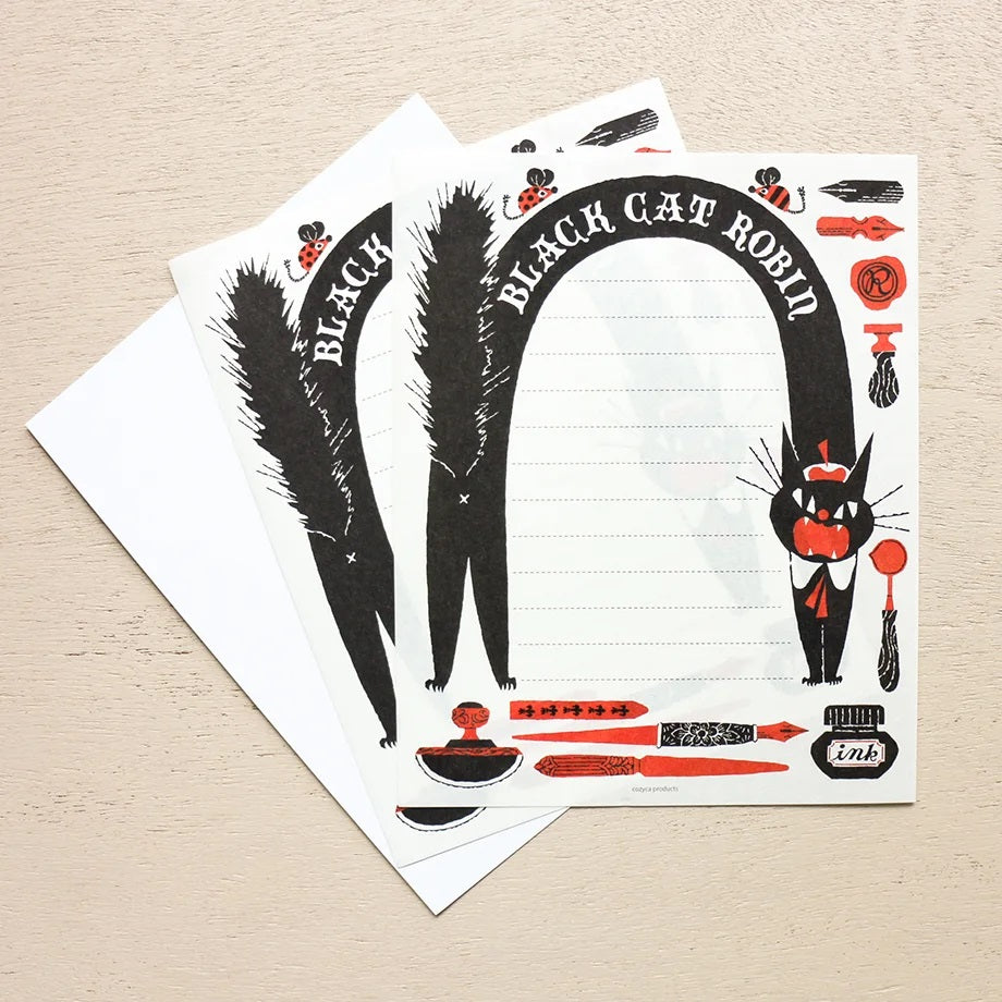 Cozyca Letter Set: Black Cat Robin A