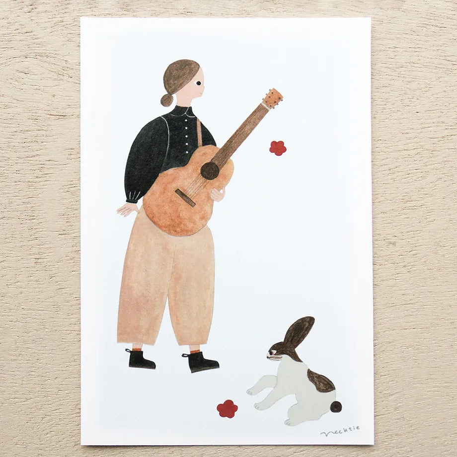 Cozyca Postcards Booklet: Rabbit Guitar