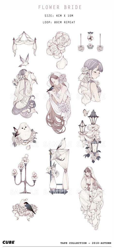Cube3 Washi Tape: Flower Bride