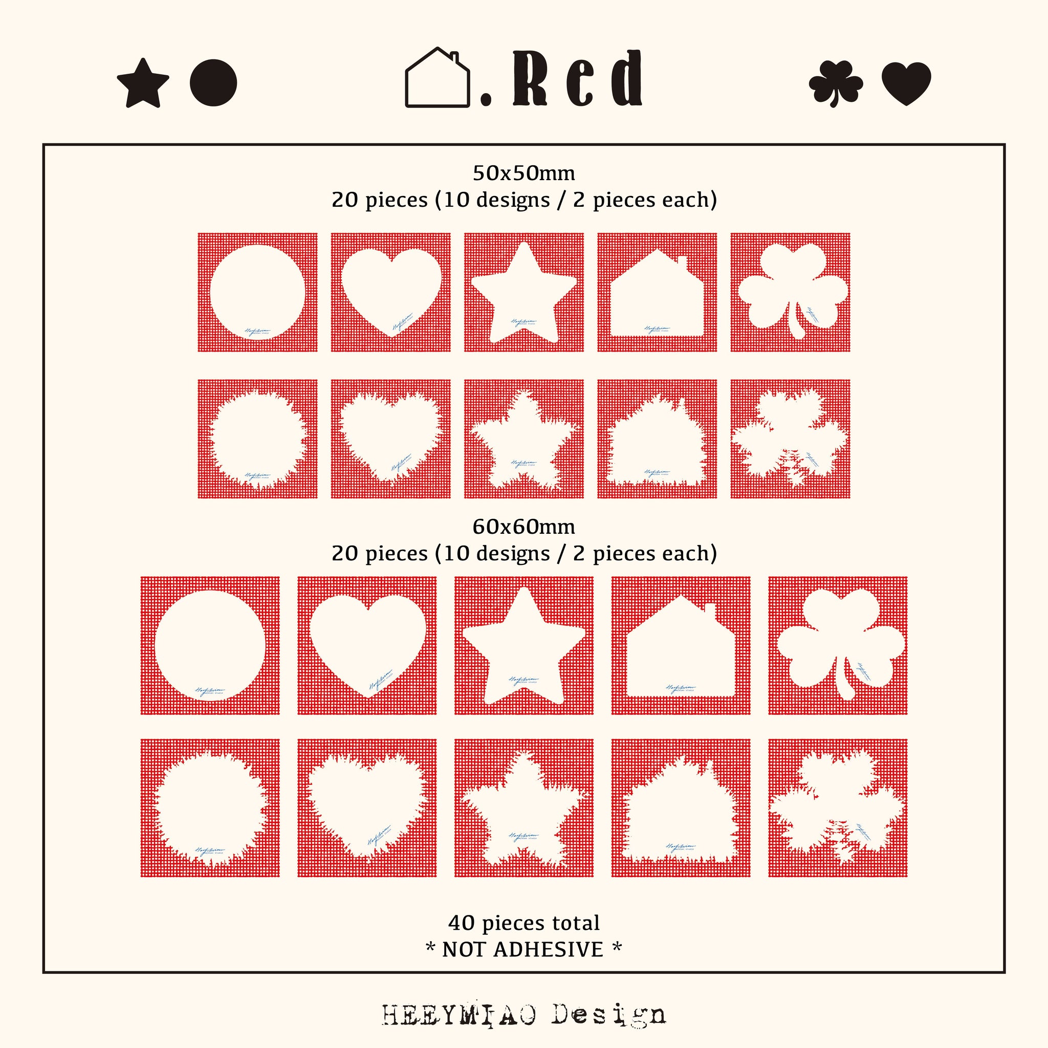 HEEYMIAO Memo: Red and Blue Motifs