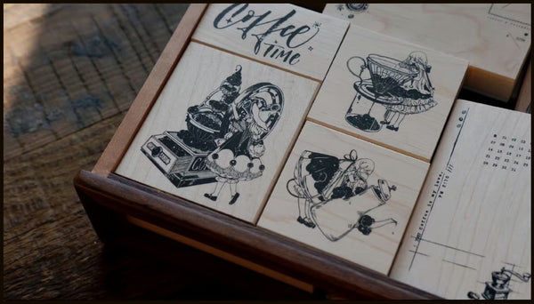 HoneyBase Rubber Stamp Set: Coffee Girl