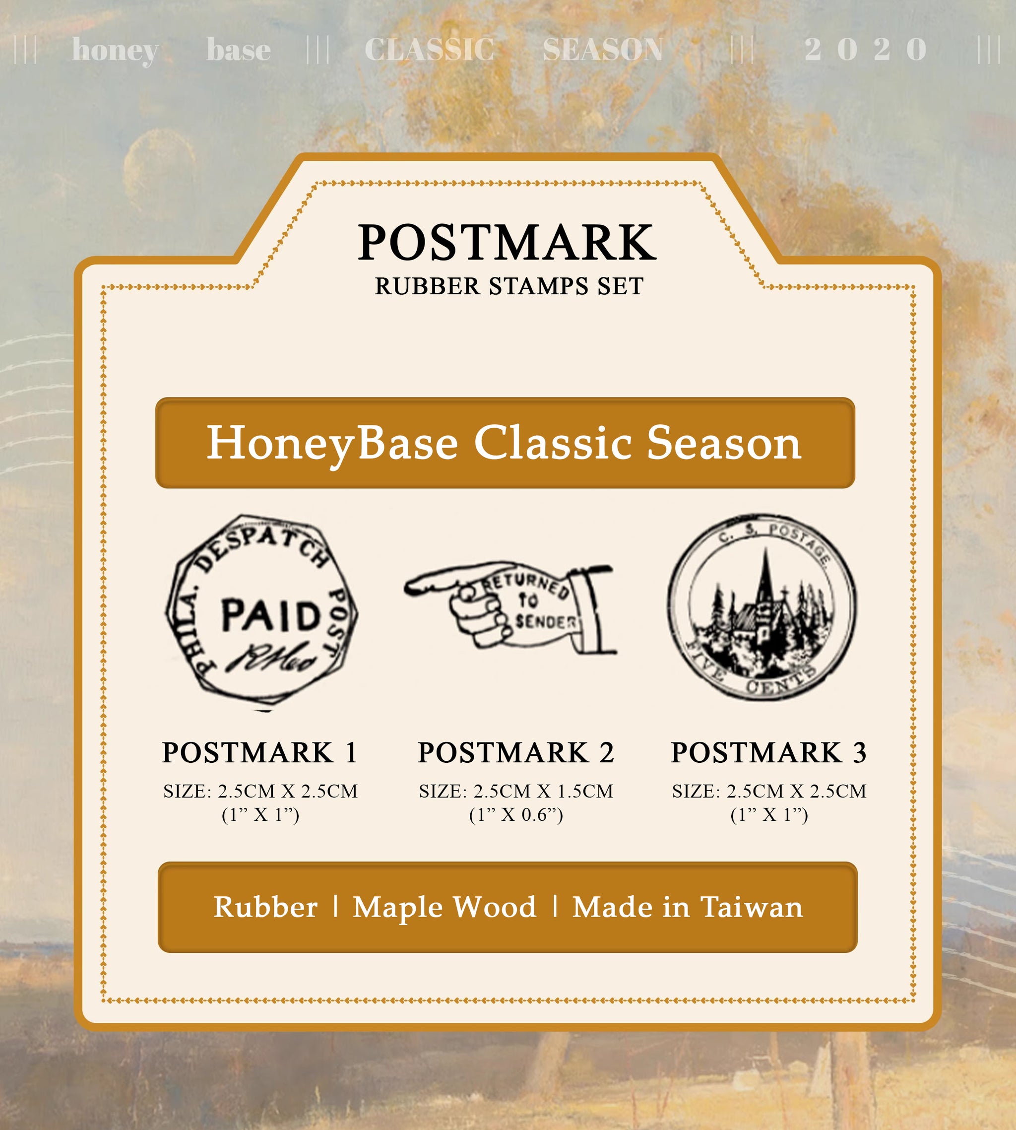 HoneyBase Rubber Stamp Set: Postmark
