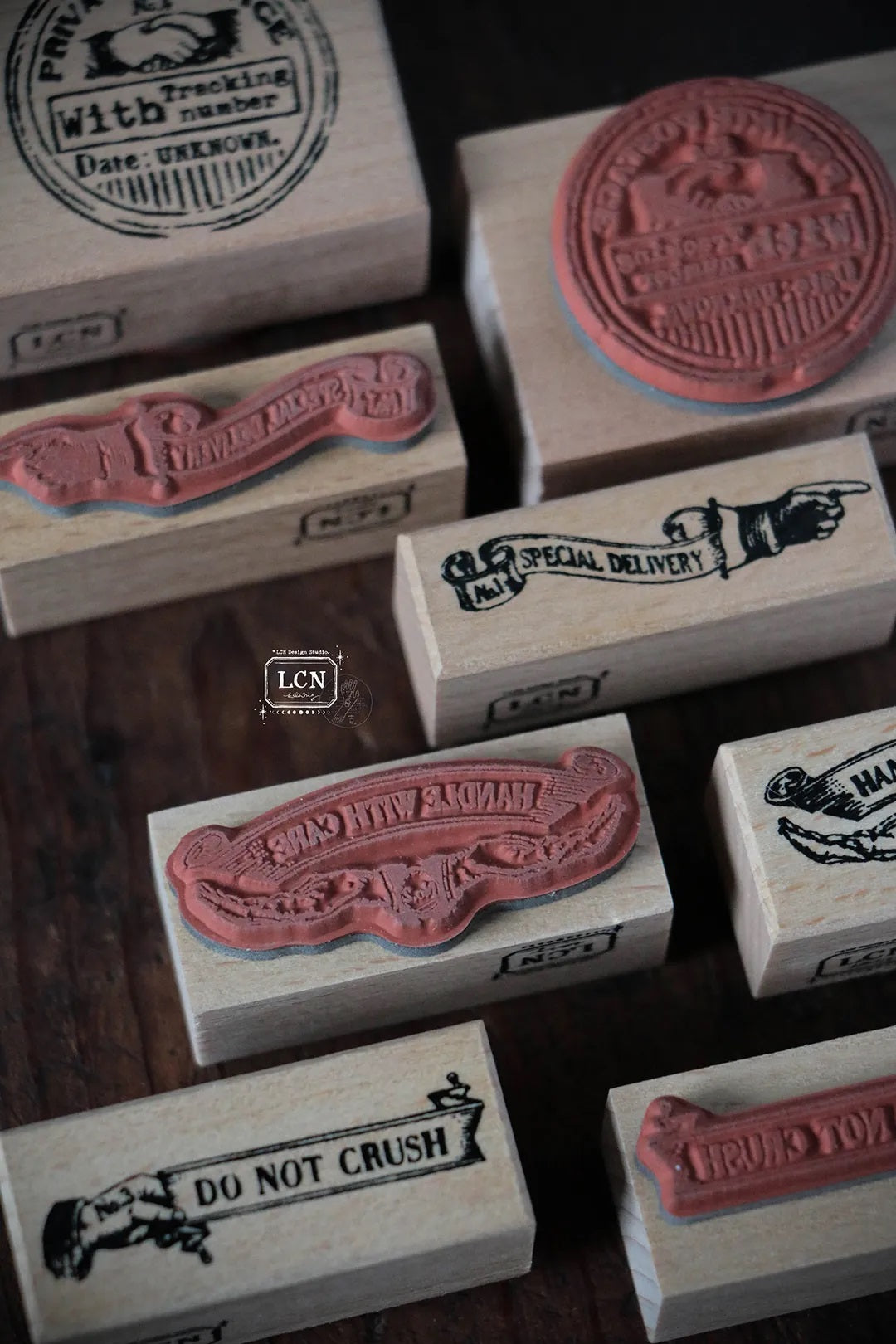 LCN Design Studio: Postal Signs 3 Rubber Stamps Set – Papergame