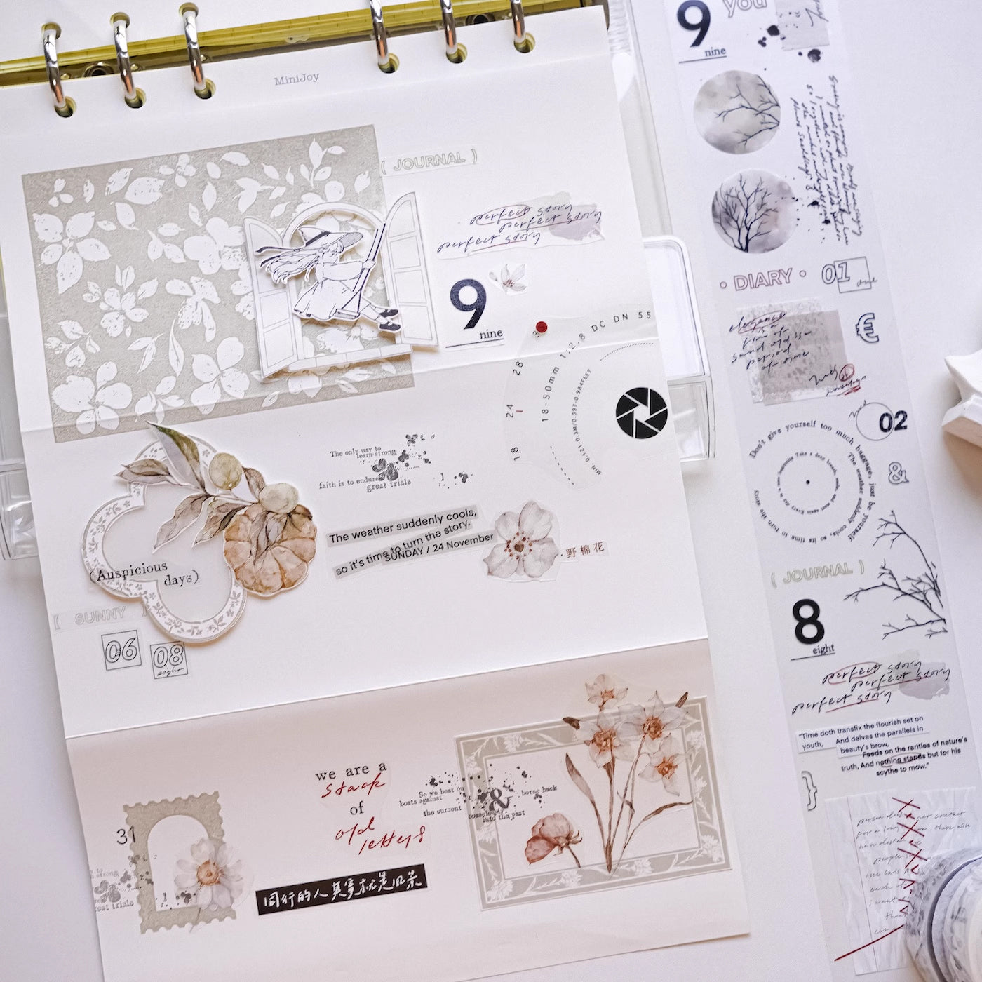 Jennyuanzi Masking Tape: Sepia Letter