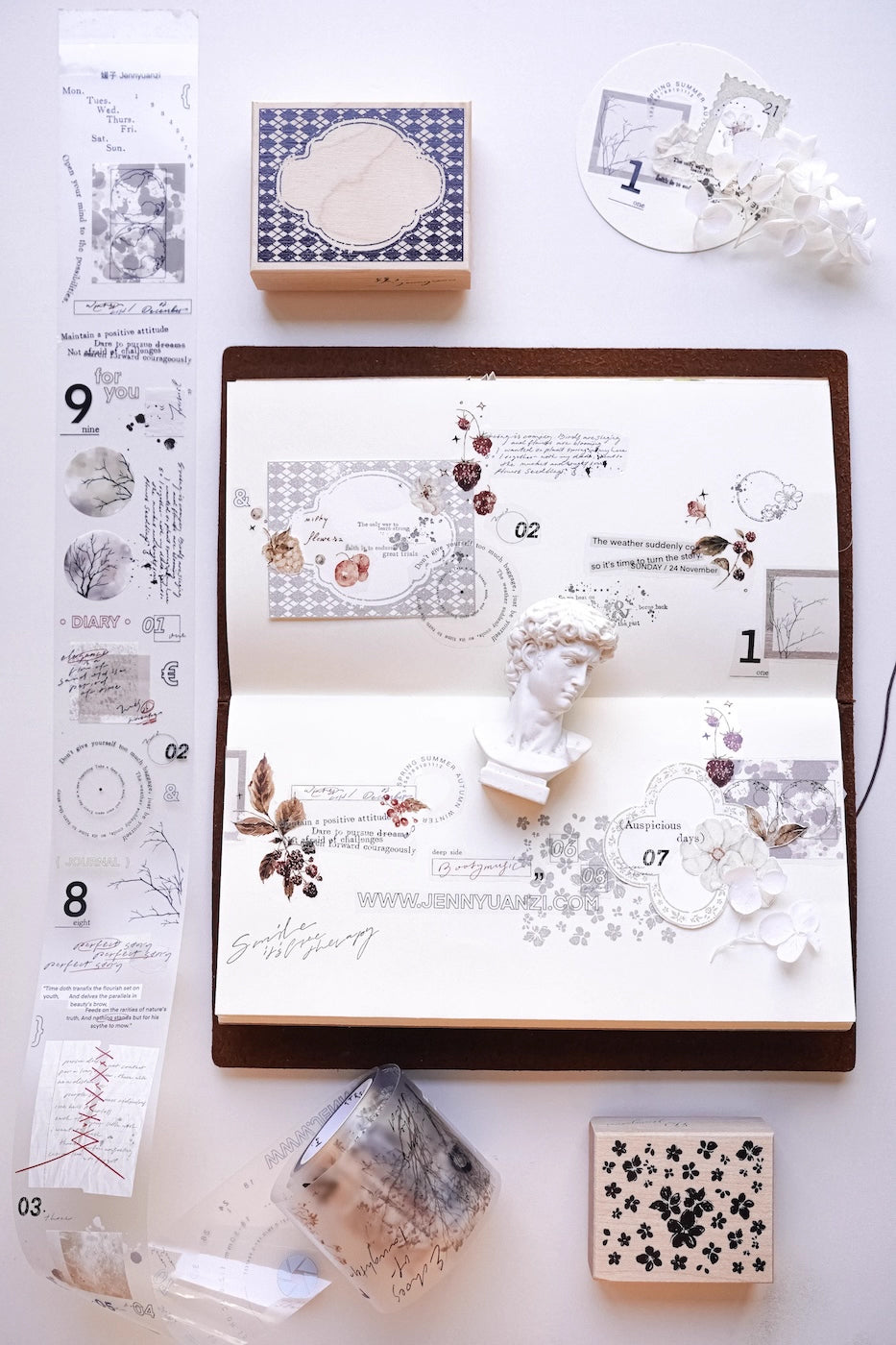 Jennyuanzi Masking Tape: Sepia Letter