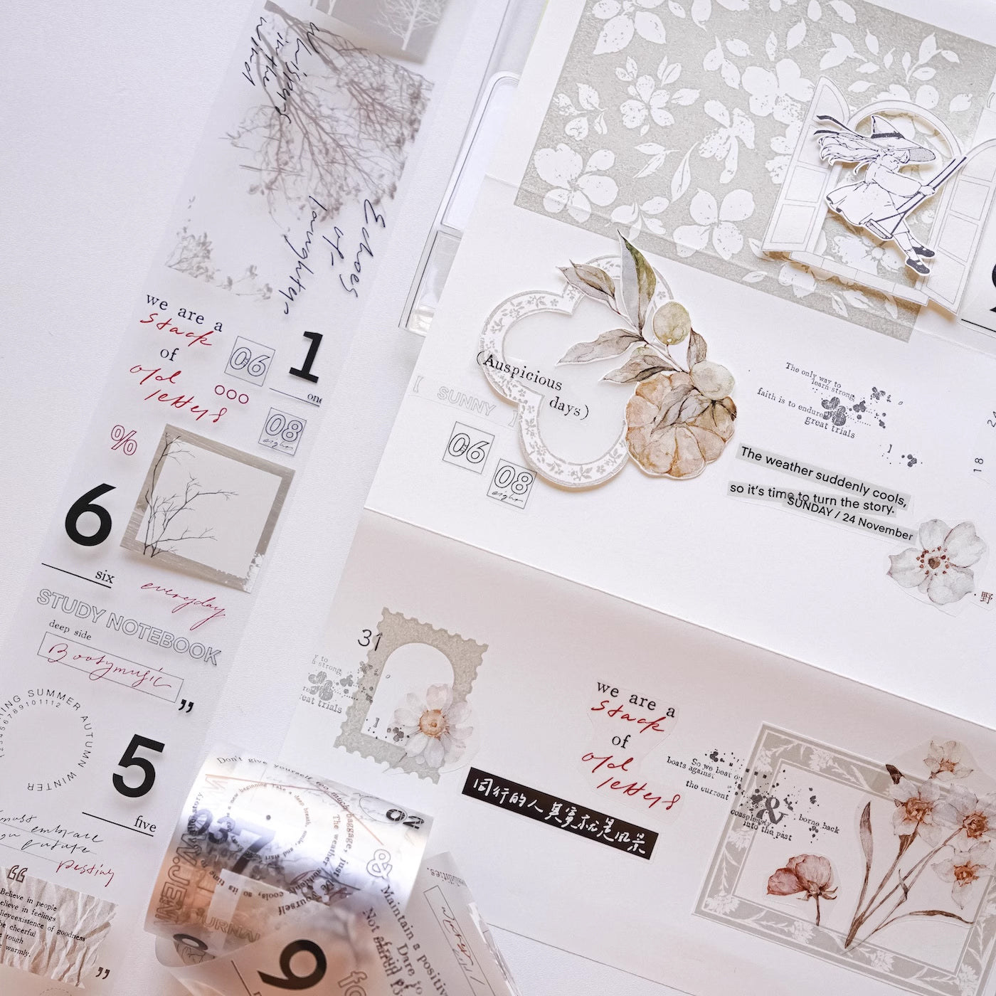 Jennyuanzi Masking Tape: Sepia Letter