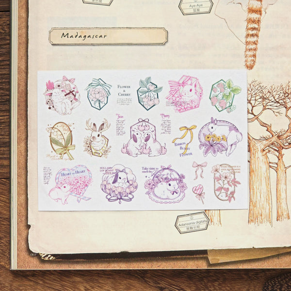 Kumayankee Sticker Sheet: Bunny Flower Frames