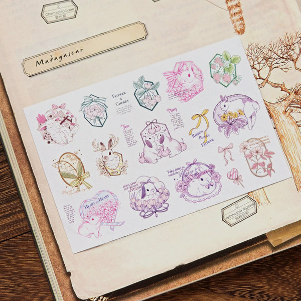 Kumayankee Sticker Sheet: Bunny Flower Frames