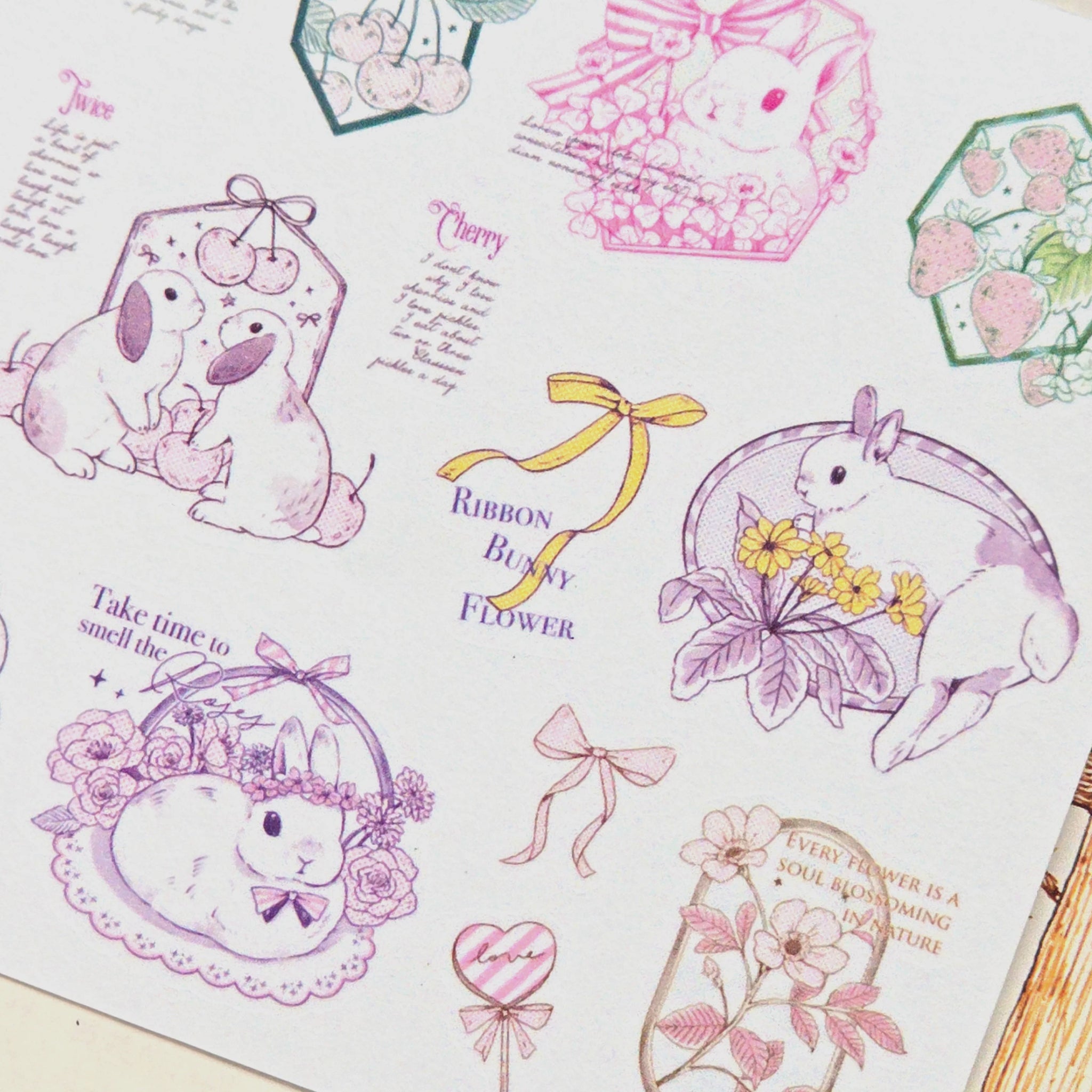 Kumayankee Sticker Sheet: Bunny Flower Frames