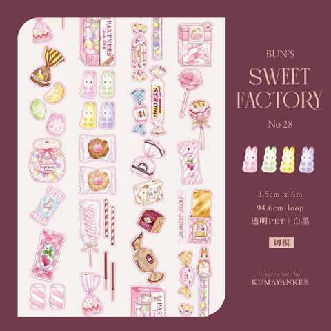Kumayankee PET Sticker Roll: Bun's Sweet Factory
