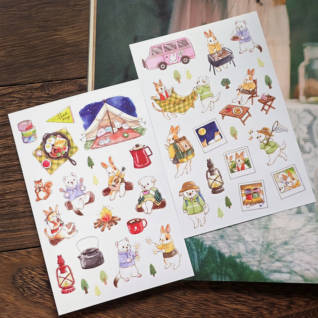 Kumayankee Sticker Sheet: Camping