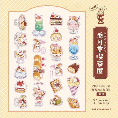Kumayankee PET Sticker Roll: Moon Rabbit's Tea Parlor